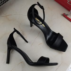 Saint Laurent Amber Sandals Women Smooth Leather Black