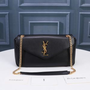 Saint Laurent Calypso Bag In Plunged Lambskin Black/Gold