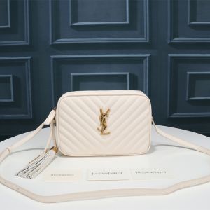 Saint Laurent Lou Camera Bag In Matelasse Leather White/Gold