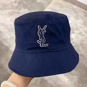 Saint Laurent x New Era Cassandre Bucket Hat In Canvas Navy Blue