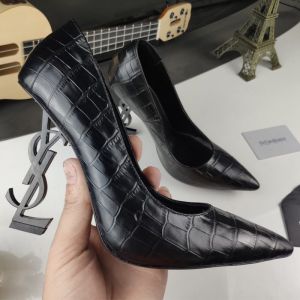 Saint Laurent Opyum Pumps Women Alligator Leather with Black Heel Black