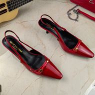 Saint Laurent Blade Slingback Pumps Women Patent Leather Red