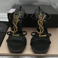 Saint Laurent Cassandra Sandals Women Smooth Leather With Bamboo Logo Black