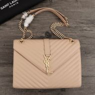 Saint Laurent Large Envelope Chain Bag In Matelasse Leather Apricot/Gold