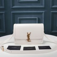 Saint Laurent Medium Solferino Satchel In Box Leather White/Gold