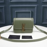 Saint Laurent Small Solferino Satchel In Box Leather Green/Gold