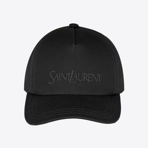 Saint Laurent Baseball Cap In Gabardine with Logo Embroidery Black