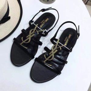 Saint Laurent Cassandra Open Sandals Women Smooth Leather Black