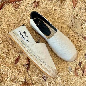 Saint Laurent Embroidered Espadrilles Women Canvas White