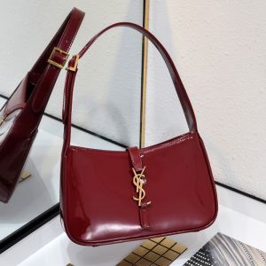 Saint Laurent Le 5 A 7 Hobo Bag In Patent Leather Red/Gold