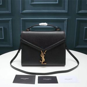 Saint Laurent Medium Cassandra Top Handle Bag In Grained Leather Black/Gold