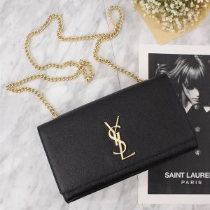 Saint Laurent Medium Kate Chain Bag In Grained Leather Black/Gold