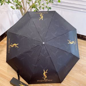 Saint Laurent Mini Umbrella In Polyester with Logo Cassandre Motif Black