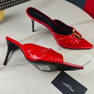 Saint Laurent Babylone Stiletto Mules Women Patent Calfskin Red/Gold