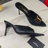 Saint Laurent Babylone Stiletto Mules Women Smooth Calfskin Black/Gold