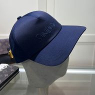 Saint Laurent Baseball Cap In Gabardine with Logo Embroidery Navy Blue