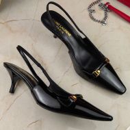 Saint Laurent Blade Slingback Pumps Women Patent Leather Black