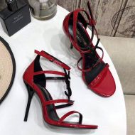 Saint Laurent Cassandra 100 Sandals Women Patent Leather Red/Black