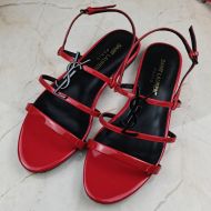 Saint Laurent Cassandra Flat Sandals With Five-Straps Women Patent Leather Red