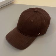 Saint Laurent Cassandre Baseball Cap In Canvas Brown