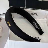 Saint Laurent Cassandre Headband In Cotton Cloth Black