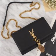 Saint Laurent Large Kate Chain Wallet with Tassel In Leather Black/Gold