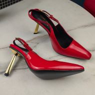 Saint Laurent Lee Slingback Pumps Women Patent Leather Red