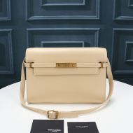 Saint Laurent Manhattan Shoulder Bag In Smooth Leather Apricot/Gold