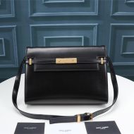 Saint Laurent Manhattan Shoulder Bag In Smooth Leather Black/Gold