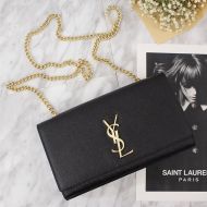 Saint Laurent Medium Kate Chain Bag In Grained Leather Black/Gold