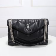 Saint Laurent Medium Loulou Puffer Bag In Quilted Lambskin Black/Silver