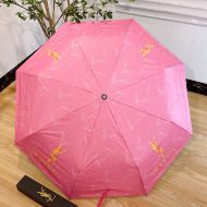 Saint Laurent Mini Umbrella In Polyester with Logo Cassandre Motif Pink