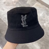 Saint Laurent x New Era Cassandre Bucket Hat In Canvas Black