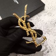 Saint Laurent Opyum Brooch In Bamboo Metal Gold