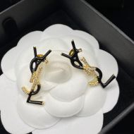 Saint Laurent Opyum Earrings In Metal, Enamel and Crystals Gold/Black