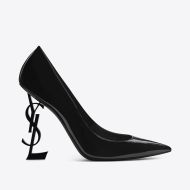 Saint Laurent Opyum Pumps Women Patent Leather with Black Heel Black