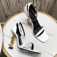 Saint Laurent Opyum Sandals Women Patent Leather White/Gold