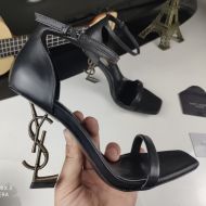 Saint Laurent Opyum Sandals Women Smooth Leather With Bamboo Heel Black