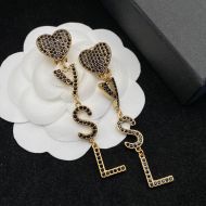 Saint Laurent Opyum Heart Earrings In Metal And Crystal Gold