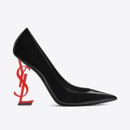 Saint Laurent Opyum Pumps Women Patent Leather with Red Heel Black