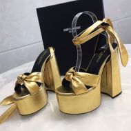 Saint Laurent Paige Platform Sandals Women Smooth Leather Gold