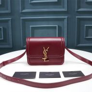 Saint Laurent Small Solferino Satchel In Box Leather Burgundy/Gold