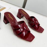 Saint Laurent Tribute Heeled Slides Women Patent Leather Burgundy