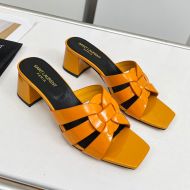 Saint Laurent Tribute Heeled Slides Women Patent Leather Yellow