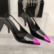 Saint Laurent Vesper Slingback Pumps Women Patent Leather Black/Rose