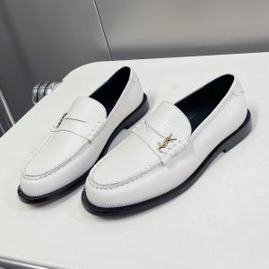 Saint Laurent Le Loafers Women Smooth Leather White