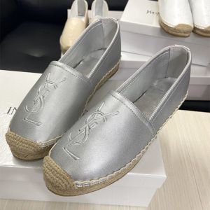 Saint Laurent Monogram Espadrilles Women Lambskin Silver