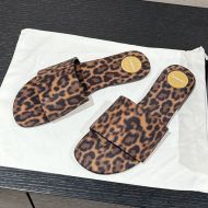 Saint Laurent Carlyle Slides Women Leopard Grosgrain Brown