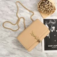 Saint Laurent Medium Kate Chain Bag with Tassel In Leather Apricot/Gold