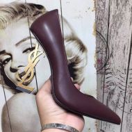 Saint Laurent Opyum Pumps Women Smooth Leather Burgundy/Gold